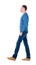 Back view of going handsome man in blue pullover.