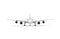 Back view jet airplane isolated vector icon