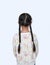 Back view little asian child girl with pigtail hair isolated over white background