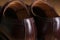 Back view of a pair of classic brown leather Brogue shoes