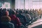 Back view of participants are sitting and listening to lectures from the instructors in the training seminar in the university