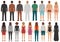 Back view people group, man, woman standing characters, business isolated person