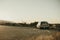 Back view of Volkswagen Golf 7, during sunset in the countryside in Extremadura, Spain.