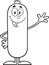 Back And White Sausage Cartoon Character Waving