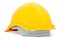 On back yellow safety helmet on white background