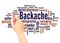 Backache word cloud hand writing concept