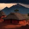 backdrop of mountains during the rainy season, an Indian village unveils a small clay house amidst an insanely detailed,
