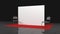 Backdrop, press banner 2x3 meters with red carpit. 3d render template. Mockup