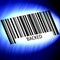 Backed - barcode with futuristic blue background