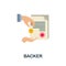 Backer flat icon. Simple sign from crowdfunding collection. Creative Backer icon illustration for web design