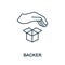 Backer icon from crowdfunding collection. Simple line Backer icon for templates, web design and infographics