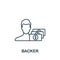 Backer icon. Line simple Crowdfunding icon for templates, web design and infographics