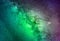 Background of abstract galaxies with stars and planets with green galaxy motifs of the night light space universe