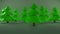 Background of abstract spruces in rows on dark green