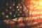 Background is an aged cracked flag United States of America illuminated by sun