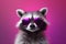 background animal club fun glasses portrait raccoon young music pet party. Generative AI.