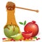 Background with apple honey and pomegranate. Shana Tova. Jewish