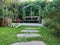 Background, arrangement and decoration of the garden with bamboo to make a walkway. to adjust the landscape,