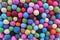 Background with balls, different colorful wool lumps