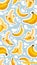 Background with bananas and white splashes