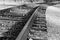 Background with a beautiful railroad black and white