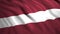 Background of beautiful waving flag of country. Motion. 3D animation with moving flag canvas. Beautiful flag of Latvia