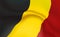 Background Belgian Flag in folds. Tricolour banner. Pennant with stripes concept up close, standard Kingdom of Belgium. North-West