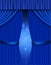 Background with black and blue curtain. Design for presentation, concert, show