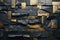 Background of black and gold stone slabs