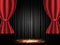 Background with black and red curtain. Design for presentation, concert, show