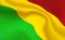 Background Bolivian Flag in folds. Tricolour banner. Pennant with stripes concept up close, standard Plurinational State Bolivia.