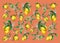 The background of the branches of fresh citrus fruit lemons with green leaves and flowers.