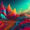 Background of a bright vibrant colors flowing through a digital metaverse