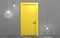 Background with a bright yellow door