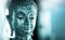 The background of the Buddha is energetic, mysterious and beautiful. Some Buddha images that emerge from darkness and light. Leave