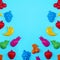 Background with childrens colorful toys