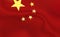 Background China Flag in folds. Red banner. Pennant with stars concept up close, standard Chinese national Republic. PRC