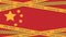 Background of the China Flag with yellow ribbons