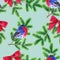 Background Christmas tree branch and bullfinch. Seamless pattern. Watercolor Christmas illustration.