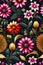 background closeup colored multi floral pattern