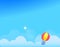 Background with Clouds, Balloon and Sun. Vector