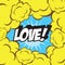 Background clouds retro LOVE retro and vintage background comics style