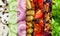 Background collage of diced fresh vegetables