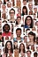 Background collage group portrait of multiracial young smiling p