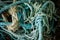 Background of color fishing net and cord on the heap