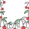 Background with color sections of cherries fruits