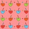 Background of colored cherry hearts