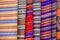 Background of colored fabrics from Bolivia ethnic market