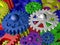Background from colored plastic gears