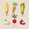 Background with colorful set of realistic vegetables